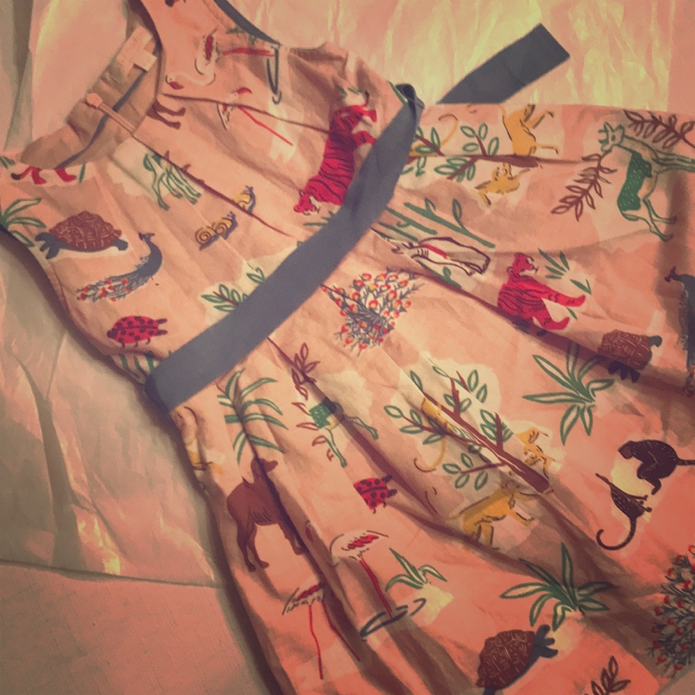 LIKE NEW MINI BODEN pink linen zoo dress HTF! 😍